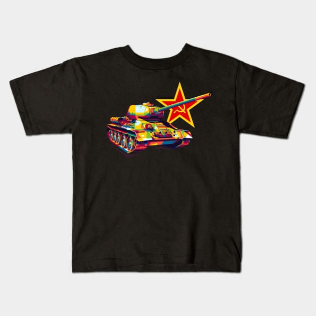 T-34-85 Victory Tank Kids T-Shirt by wpaprint